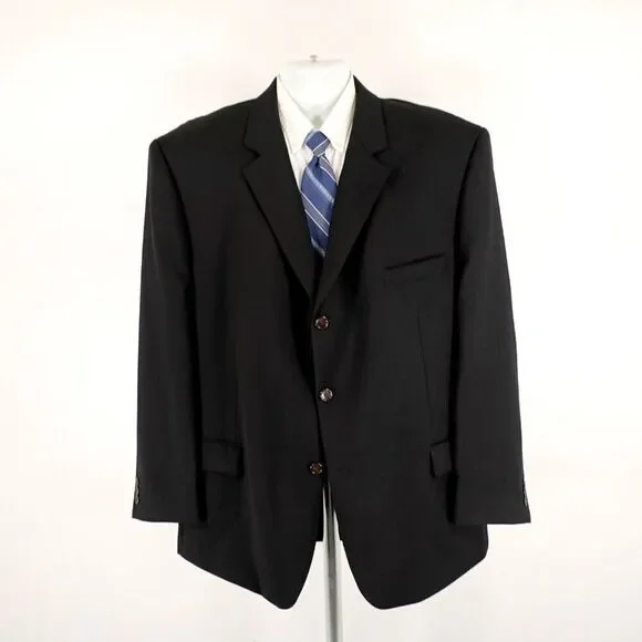 Joseph & Feiss International Thick Textured‎ Wool Black 44R Sport Coat 3 Button